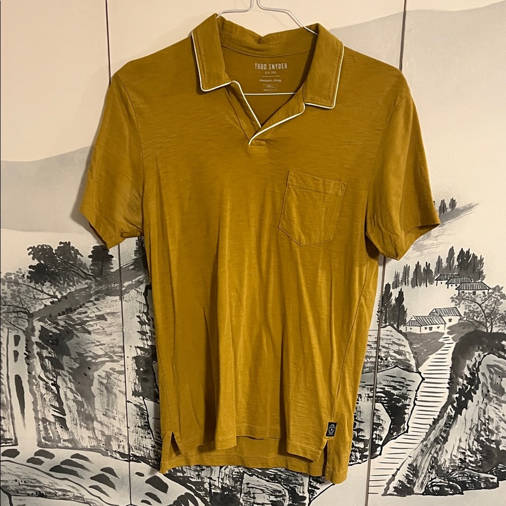 Todd Snyder Golden Polo Shirt with White Trim - S